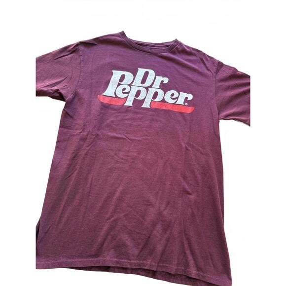 Dr Pepper Graphic T-Shirt Mens Medium Burgundy Cotton - Picture 1 of 7